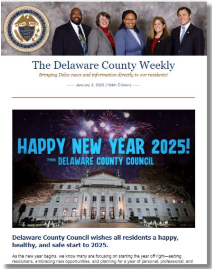 Screenshot of the 1/3/25 newsletter